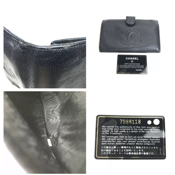 AUTH CHANEL Caviar Skin two-fold wallet black GUC - Picture 11 of 11
